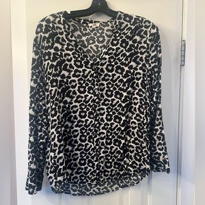 Joie loose fit button down leopard print blouse